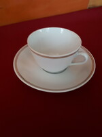Cappuccino cup and saucer with double gold stripe
