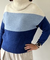 Orsay loose fit, oversized turtleneck knitted warm sweater, blue-white