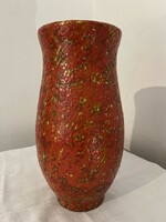 Large rustic red vase from Hódmezövàsàrhely - raw retro vase