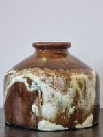Szilágyi Mária iparművészeti kerámia váza - csurgatott, plasztikus mázzal
