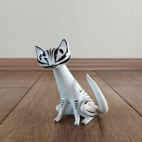 Hollóházi porcelán art deco macska