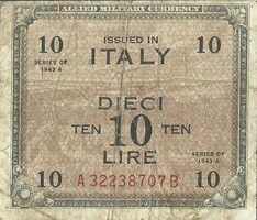 10 lire lira 1943 Olaszország katonai militari 1.