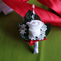 Wedding bouquet, brooch bok18 - white foam rose