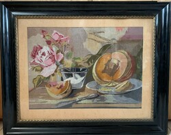 Old antique tapestry picture / still life
