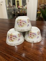 Gyönyörű ritka  antik porcelán 3 db virágos komabögre teáscsésze csészék komacsésze Gyűjtői szépség