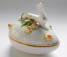 Egg-shaped bonbonnier with bunny handle from Herend - slightly damaged