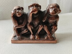 Három bölcs majom nem lát nem hall nem beszél misztikus réz dísztárgy G."Maxi" fotóművész hagyatéka