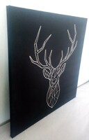 Ikea - silver colored, embroidered deer picture for sale