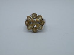 Uk0198 elegant brown crystal flower silver 925 ring size 54