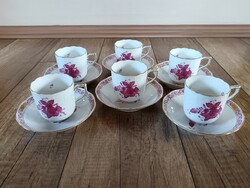 Herendi Apponyi mintás porcelán kávéscsésze 6 darab