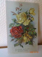 Old graphic name day greeting card, embossed, gilded