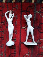 Two white female nude porcelain figures, aquincum and drasche, damaged