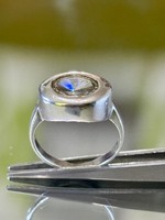 Art-deco style silver ring, embellished with a topaz stone