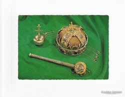 Magyar szent korona, jogar és országalma képeslap postatiszta