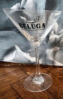 Beluga noble Russian vodka, cocktail glass with tinned whale motif