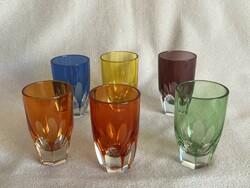 Színes likőrös 6 darabos üveg pohár készlet  (U0017)