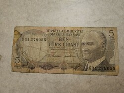 1970-es 5 Líra Törökország