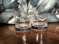 Beluga premium Russian vodka, glass with a tinned whale motif