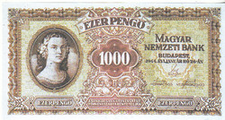 Hungary 1000 pengő draft 1944 replica unc
