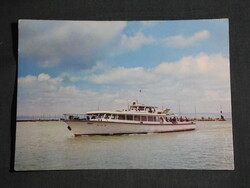 Postcard, balaton detail, skyline, boglar cruise ship
