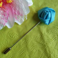 Lapel pin, brooch six 12 - 20 mm with turquoise satin rose