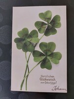 Régi újévi képeslap levelezőlap lóhere