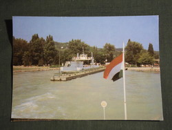 Postcard, Balaton Száltód tihany rév, pier, harbor, ship, ferry skyline