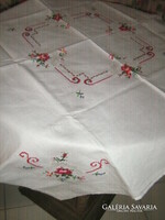 Beautiful hand embroidered rosette tablecloth