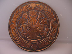 Floral copper plaque, decorative plate in the middle