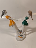 Spinning girls - hólloháza porcelain figure