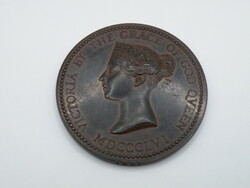 UK0204  1861 Nagyméretű bronz medál Viktória királyné Anglia