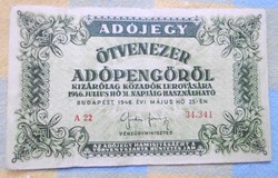 Bankjegyek Adójegy sor Ötvenezer Adópengő- 10 Millió Adópengőig  5 Db T1