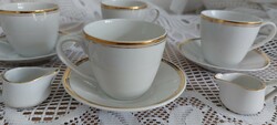 Antik Hollóházi porcelán kávés, mokkás 4 darabos készlet + 1 db mini tej - tejszín kiöntő Grátisz