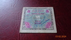 5 Mark  1944 . II. vh végén Szövetségi katonai valuta . német átmeneti pénz