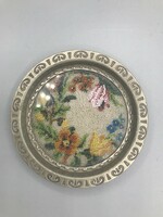 Pearl tapestry decorated metal bowl, plate 1 pc.