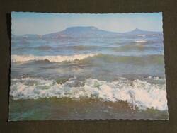 Postcard, Balaton beach detail, Badacsony skyline,