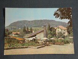 Postcard, balaton, Badacsony skyline, wine bar with glasses, restaurant detail