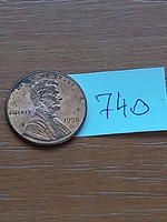 Usa 1 cent 1998 / d, abraham lincoln, copper-zinc 740