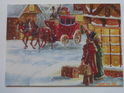 Old winter graphic greeting card, postmarked