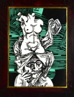 Endre Szász (1926 - 2003) contemplative figure with nude