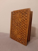 Wooden box, book-shaped inlaid box
