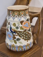 Antique fischer Ignatius peacock and bird jug