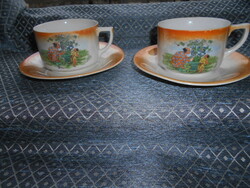 2 db Drasche enyhén  lüszteres antik jelenetes   teás csésze+ csészealj  1800 Ft/ db