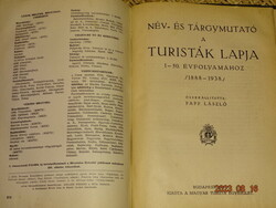 MAGYAR TURISTA EGYESÜLET / TURISTÁK  LAPJA  50 ÉVE  1888-1938 (BELEKÖTVE: NÉV-ÉS TÁRGYMUTATÓ !!! )