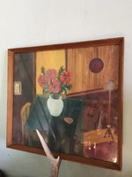 Interior painting under glass and framed