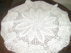 Beautiful antique vintage handmade crocheted round ruffled tablecloth