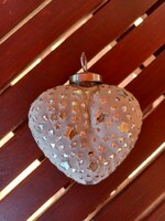 Christmas tree decoration - glass heart, large size - vintage