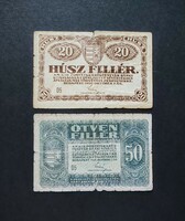20 + 50 Filér 1920, vg