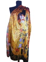 Gustav Klimt the kiss silk mixed double-sided large shawl 75x175 cm. (6951)