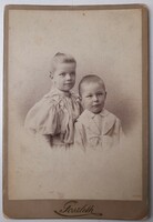Antique hardback cabinet photo, brothers, 17x11.3 cm, goszleth, Budapest around 1890